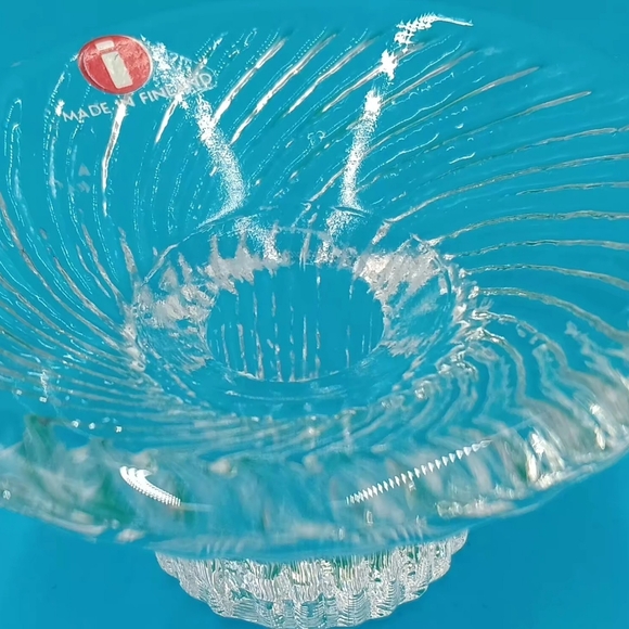 Set of 2 VTG 1980s Iitala Finland "Poppa" Clear Glass Crystal Candle Holders - Picture 6 of 11